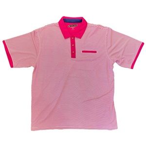 NWOT Men’s Pebble Beach Performance Golf Polo Magenta Hot Pink Stripes Size XXL